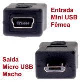 USB A macho para Micro USB Adapter Feminino (Preto
