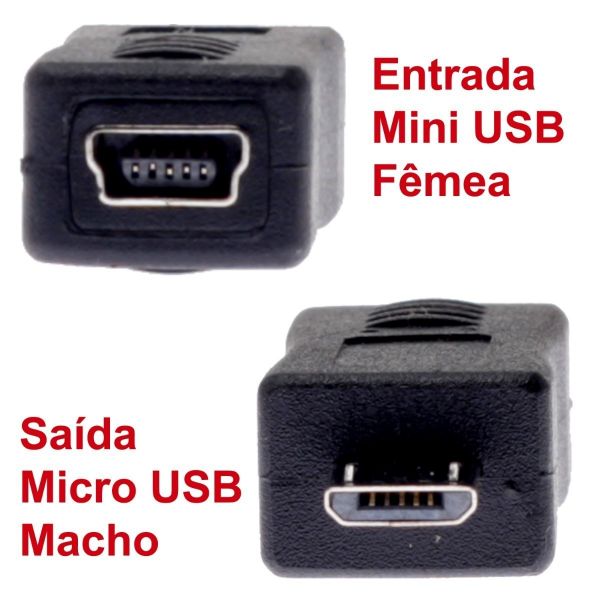 USB A macho para Micro USB Adapter Feminino (Preto